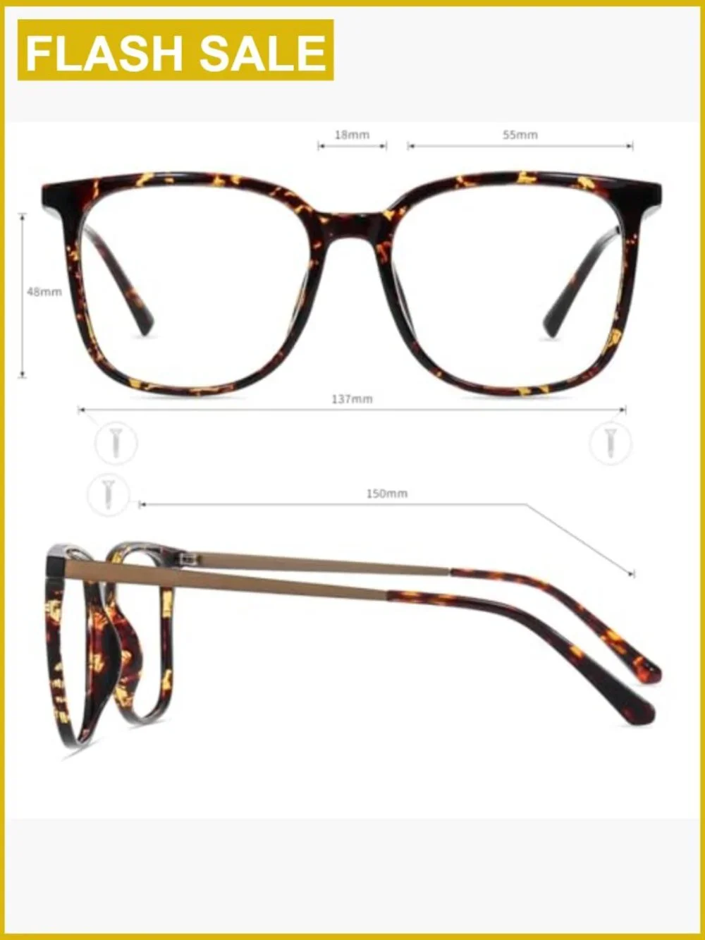 Oversized Square Blue Light Blocking Computer Glasses for Women Men